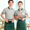 đồng phục nhà hàng màu xám phối cổ xanh lá