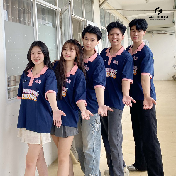 Áo đồng phục lớp cắm trại màu xanh