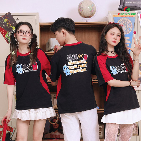 áo đồng phục lớp màu đen cổ tròn
