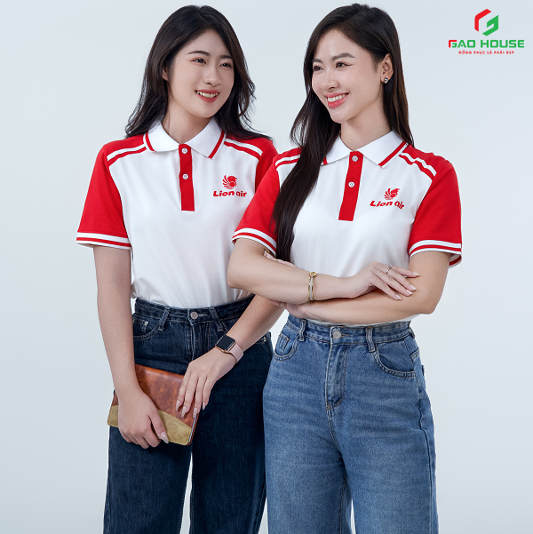 áo đồng phục màu trắng đỏ