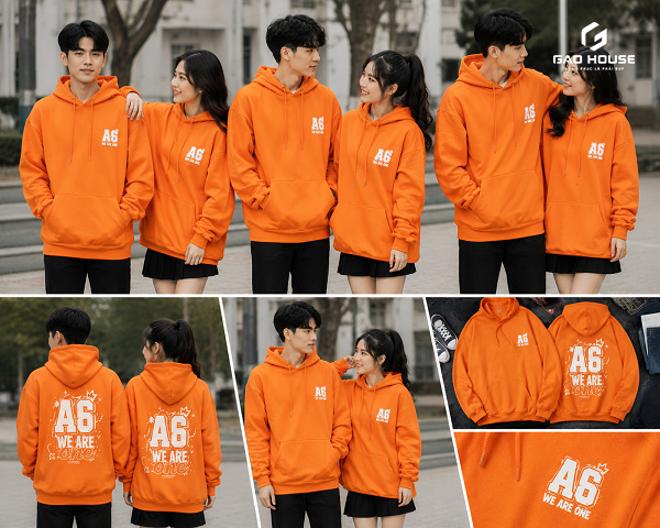 áo hoodie đồng phục lớp màu cam