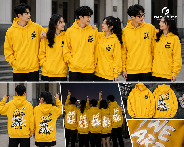 áo hoodie đồng phục lớp màu vàng