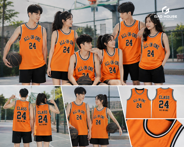 áo lớp thể thao tank top màu cam 