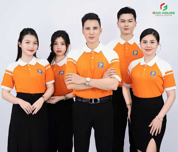 áo phông đồng phục công ty có cổ màu cam petro