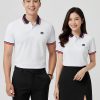 áo polo đồng phục công ty màu trắng phối cổ xanh than
