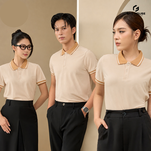 Áo polo đồng phục màu be