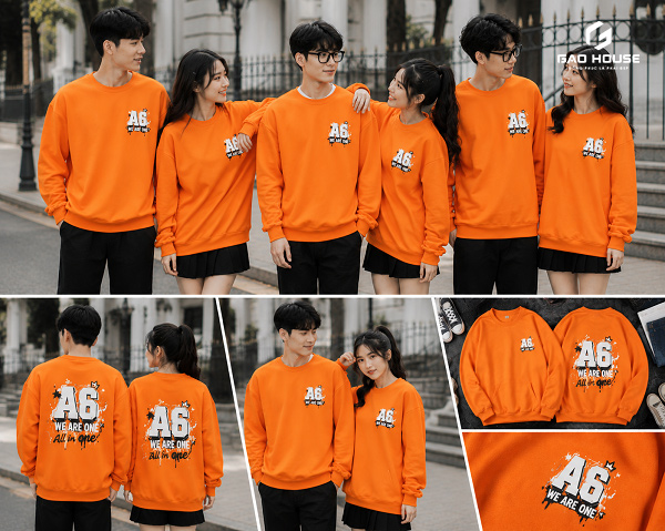 áo sweater lớp màu cam 