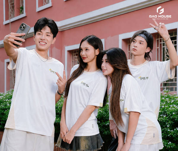 áo thun đồng phục lớp màu trắng cổ tròn