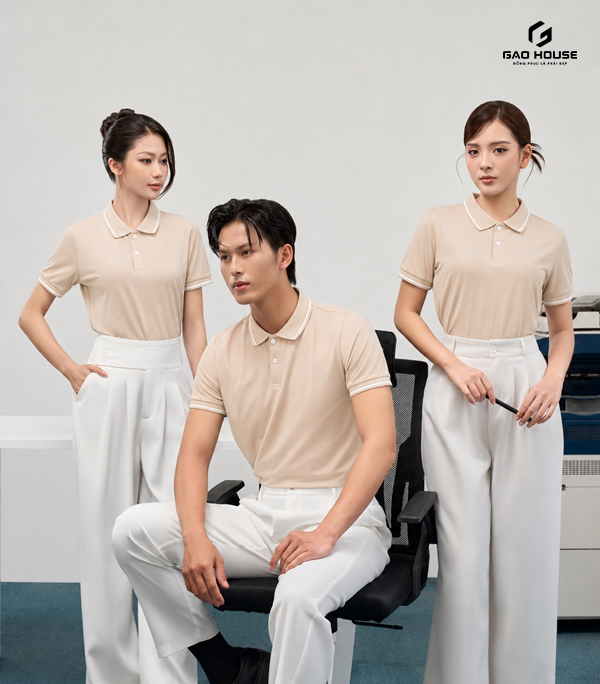 áo thun đồng phục màu be