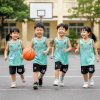 đồng phục mầm non thể thao màu xanh