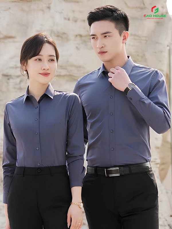 đồng phục văn phòng sơ mi màu ghi xám