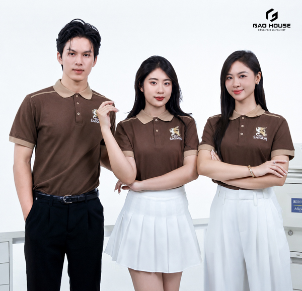 in áo đồng phục màu nâu