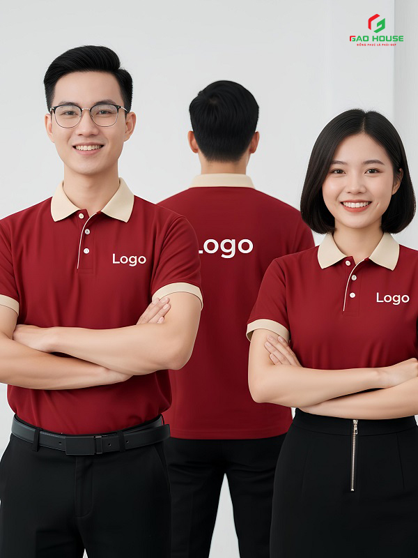 Mẫu áo đồng phục màu đỏ đô