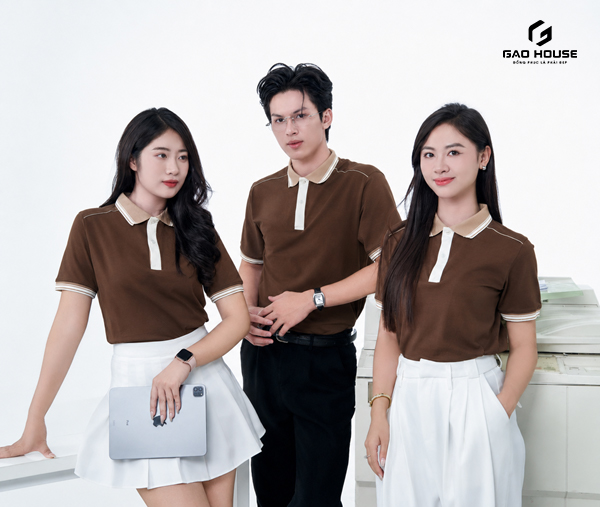 mẫu áo đồng phục màu nâu đẹp