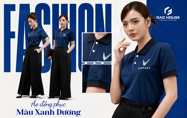 mẫu áo đồng phục màu xanh dương