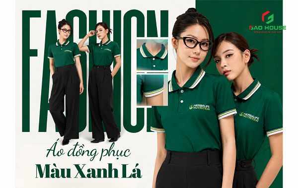 mẫu áo đồng phục màu xanh lá cây