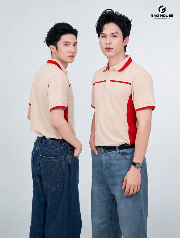 may đồng phục màu be 