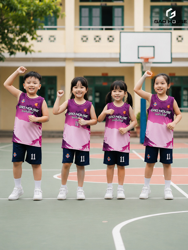 quần áo mầm non màu tím hồng