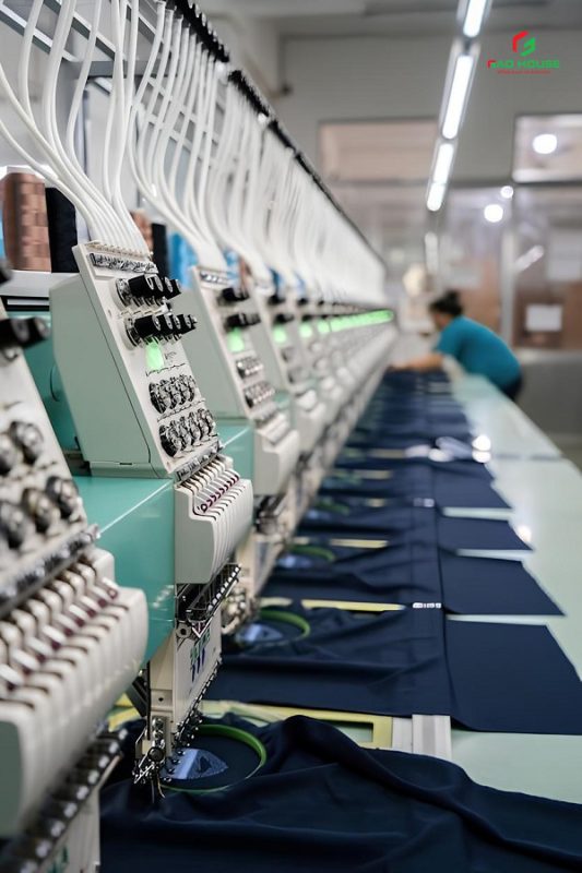 quy trình may đồng phục điện máy xanh 