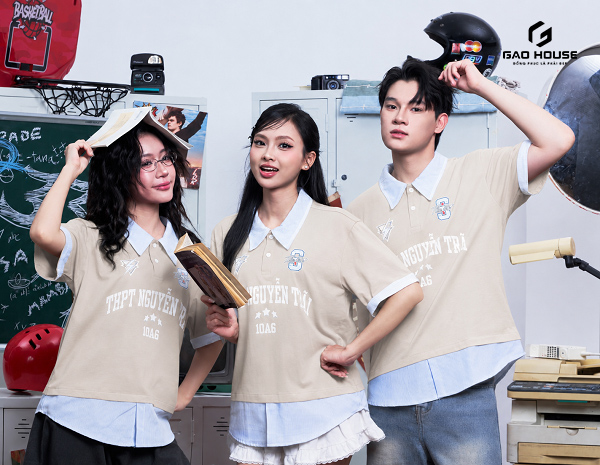 áo polo đồng phục lớp màu be