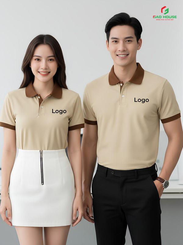 Áo polo đồng phục màu be