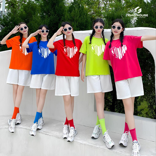 áo thun team building cổ tròn sắc màu