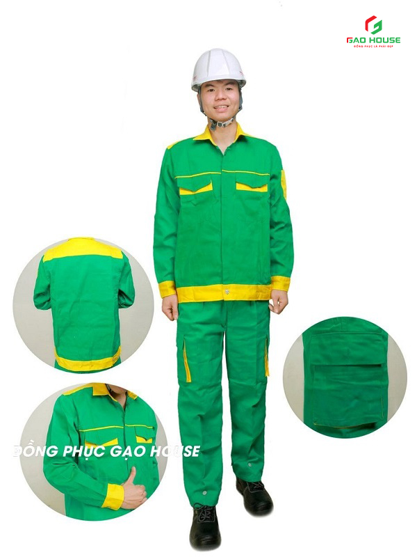 mẫu áo đồng phục bảo hộ lao động tại thái nguyên màu xanh