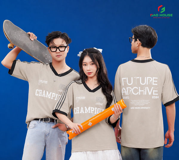Mẫu áo đồng phục lớp màu be đẹp