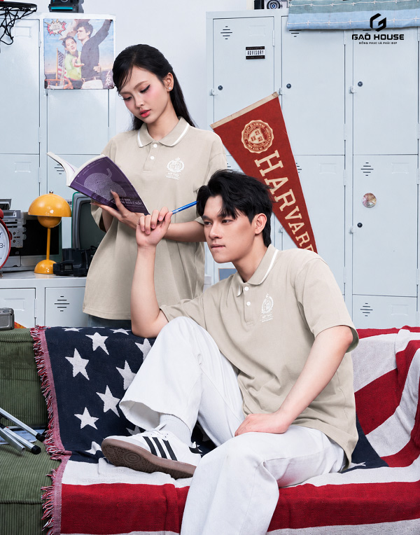 Mẫu áo polo lớp màu be
