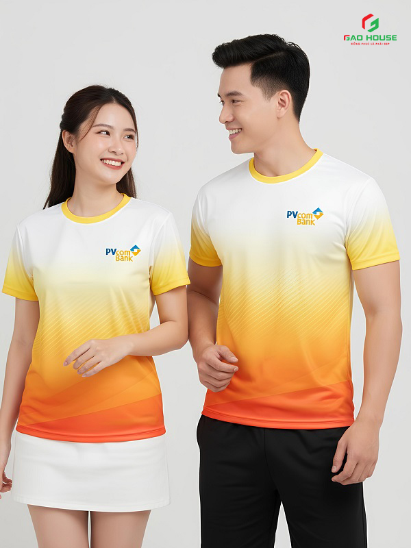 áo đồng phục màu vàng cổ tròn