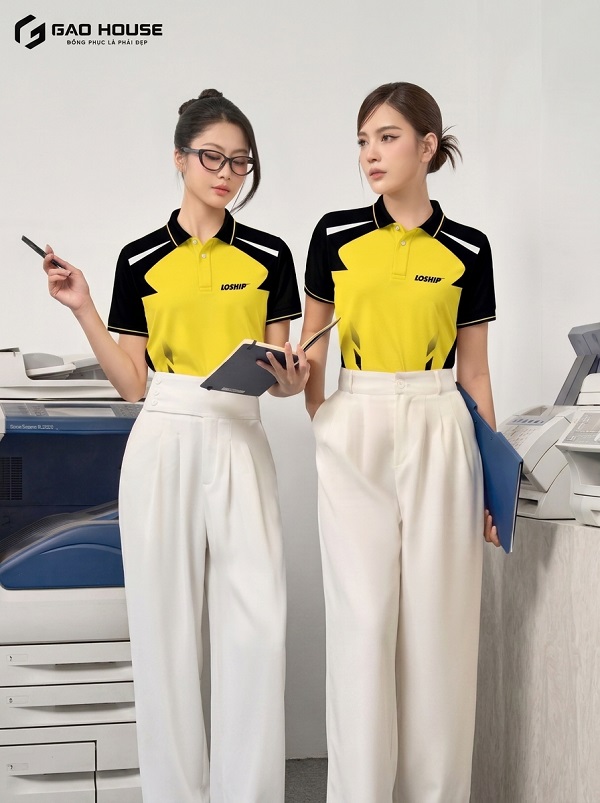 áo đồng phục polo màu vàng
