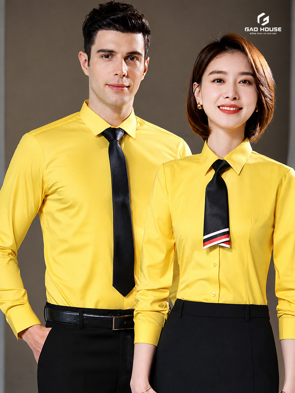 áo đồng phục sơ mi màu vàng
