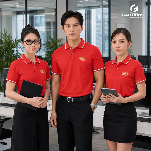 áo thun đồng phục màu đỏ cam