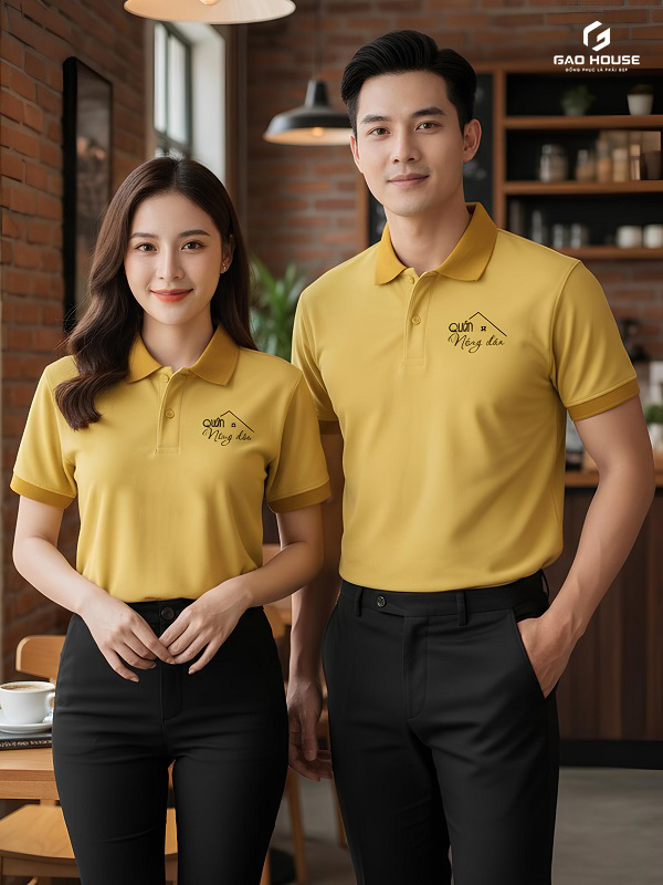 áo thun đồng phục nhà hàng màu vàng