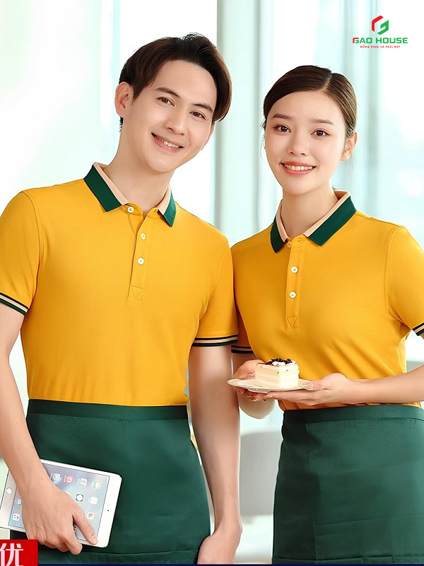 áo thun đồng phục nhà hàng màu vàng