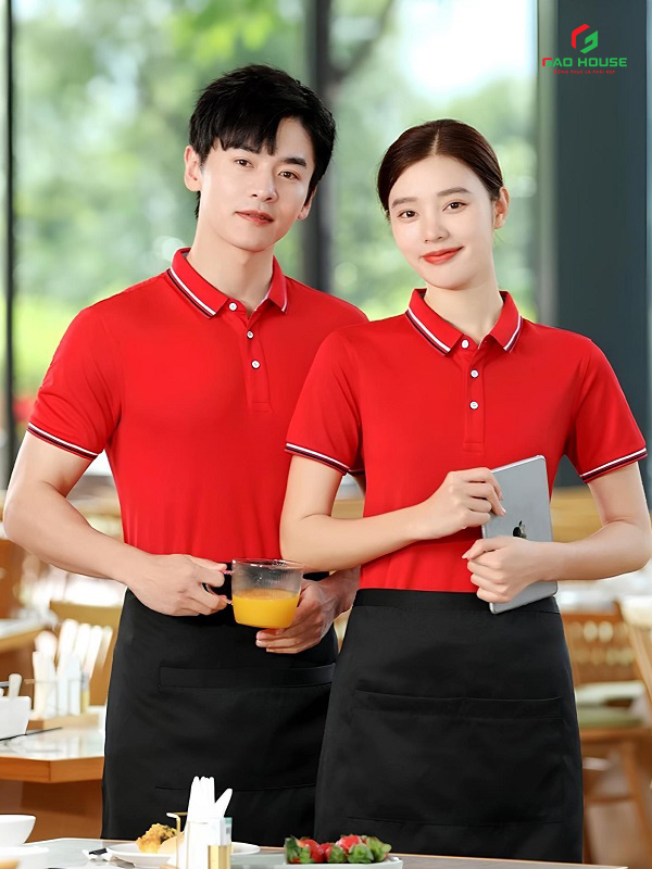 đồng phục nhà hàng màu đỏ